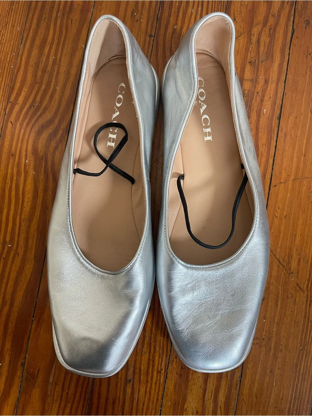Coach Emilia Mary Jane Ballet Flat — Metallic Silver